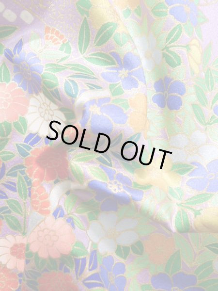 画像19: J1223I  振袖 女性用着物  シルク(正絹) 薄い  藤, 花 【中古】 【USED】 【リサイクル】 ★★★★☆ (19)