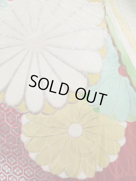 画像10: J1223K  振袖 女性用着物 誰が袖 シルク(正絹) 淡い 薄い 水色, ぼたん 【中古】 【USED】 【リサイクル】 ★★☆☆☆ (10)