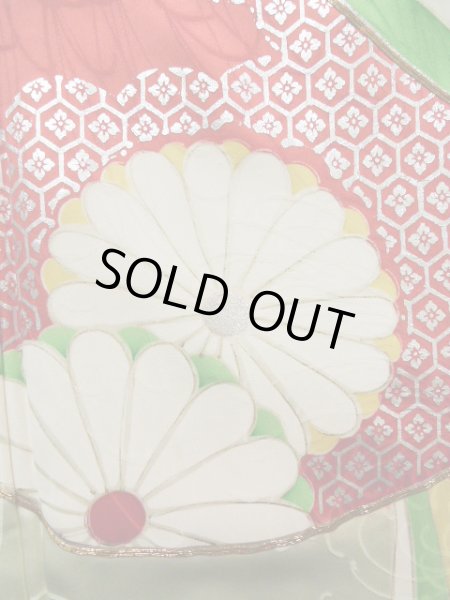 画像11: J1223K  振袖 女性用着物 誰が袖 シルク(正絹) 淡い 薄い 水色, ぼたん 【中古】 【USED】 【リサイクル】 ★★☆☆☆ (11)