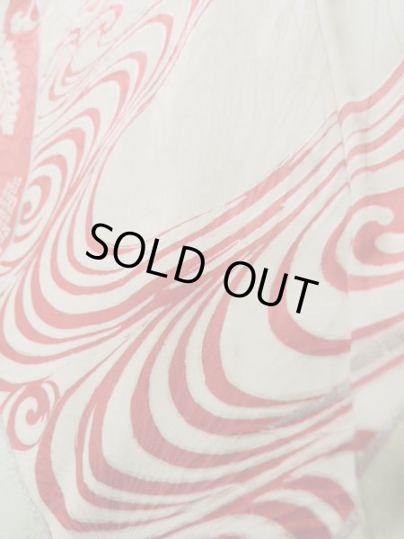 画像13: J1223K  振袖 女性用着物 誰が袖 シルク(正絹) 淡い 薄い 水色, ぼたん 【中古】 【USED】 【リサイクル】 ★★☆☆☆ (13)