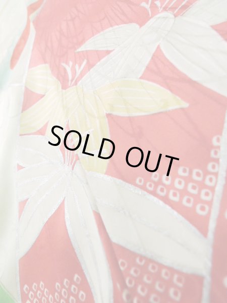 画像15: J1223K  振袖 女性用着物 誰が袖 シルク(正絹) 淡い 薄い 水色, ぼたん 【中古】 【USED】 【リサイクル】 ★★☆☆☆ (15)