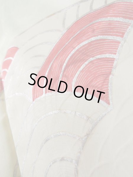 画像16: J1223K  振袖 女性用着物 誰が袖 シルク(正絹) 淡い 薄い 水色, ぼたん 【中古】 【USED】 【リサイクル】 ★★☆☆☆ (16)