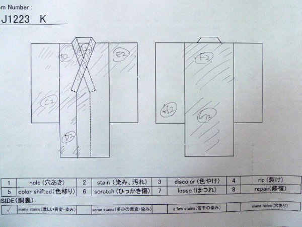 画像19: J1223K  振袖 女性用着物 誰が袖 シルク（正絹） 淡い 薄い 水色, ぼたん 【中古】 【USED】 【リサイクル】 ★★☆☆☆ (19)
