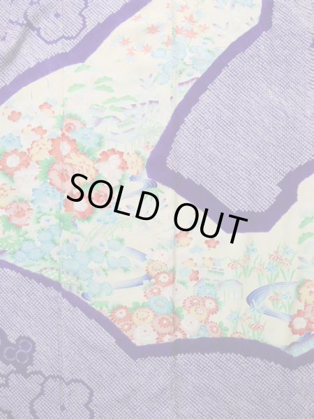 画像5: J1223M  振袖 女性用着物 水仙 シルク(正絹) 淡い 薄い イエロー(黄色), 花 【中古】 【USED】 【リサイクル】 ★★★☆☆ (5)