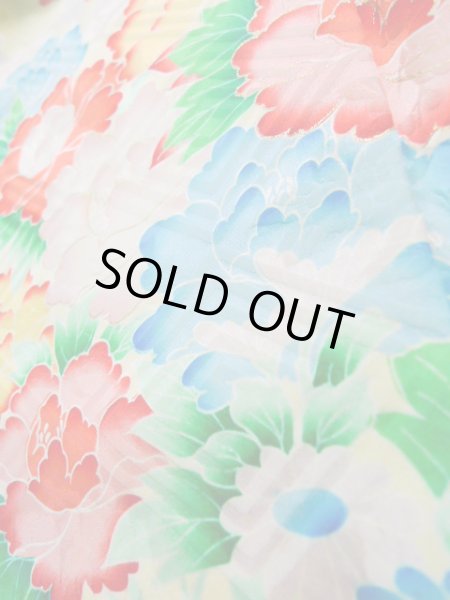 画像12: J1223M  振袖 女性用着物 水仙 シルク(正絹) 淡い 薄い イエロー(黄色), 花 【中古】 【USED】 【リサイクル】 ★★★☆☆ (12)