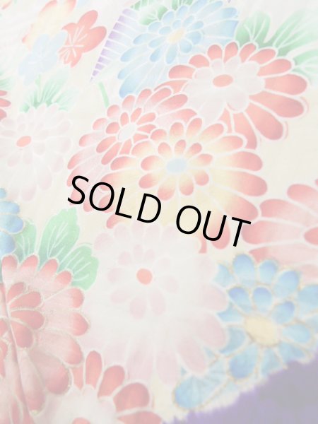 画像14: J1223M  振袖 女性用着物 水仙 シルク(正絹) 淡い 薄い イエロー(黄色), 花 【中古】 【USED】 【リサイクル】 ★★★☆☆ (14)