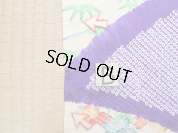 画像21: J1223M  振袖 女性用着物 水仙 シルク(正絹) 淡い 薄い イエロー(黄色), 花 【中古】 【USED】 【リサイクル】 ★★★☆☆ (21)