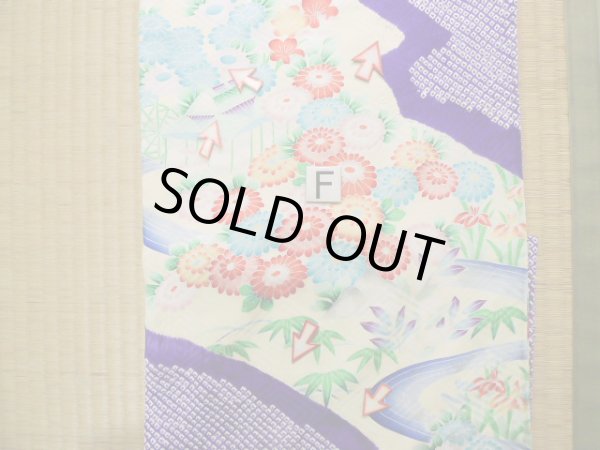 画像25: J1223M  振袖 女性用着物 水仙 シルク(正絹) 淡い 薄い イエロー(黄色), 花 【中古】 【USED】 【リサイクル】 ★★★☆☆ (25)