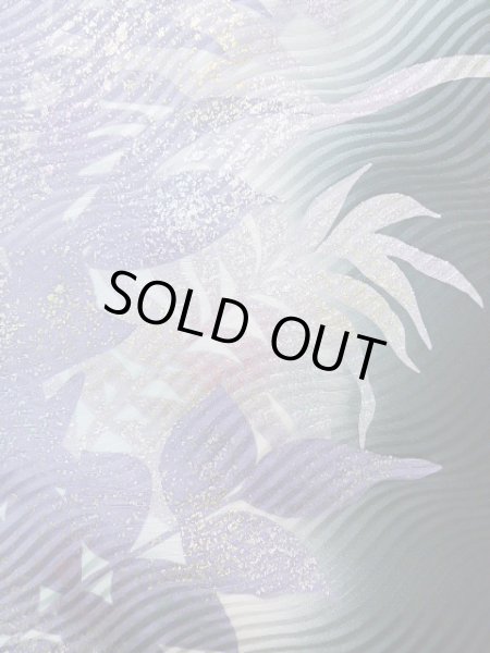 画像7: J1225B  振袖 女性用着物 薔薇柄 シルク(正絹)   黒, 葉 【中古】 【USED】 【リサイクル】 ★★★☆☆ (7)