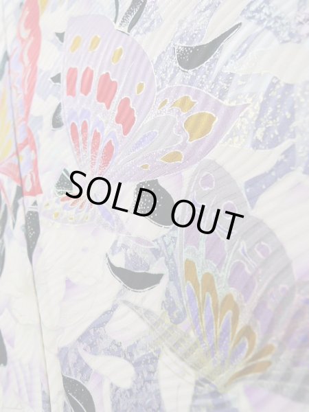 画像12: J1225B  振袖 女性用着物 薔薇柄 シルク(正絹)   黒, 葉 【中古】 【USED】 【リサイクル】 ★★★☆☆ (12)