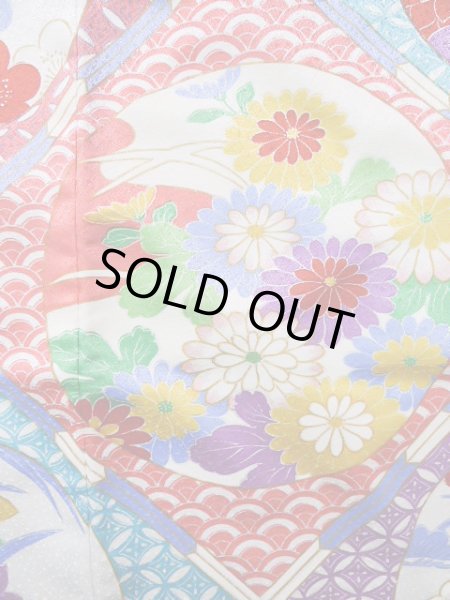 画像7: J1225D  振袖 女性用着物  化繊 深い  青, ぼたん 【中古】 【USED】 【リサイクル】 ★★★★☆ (7)