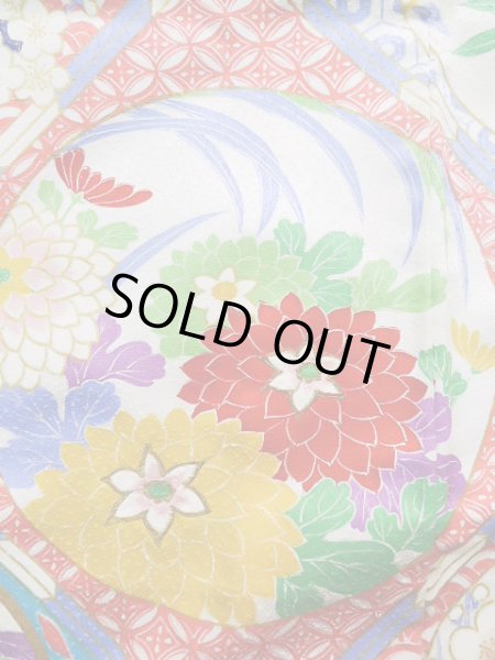 画像11: J1225D  振袖 女性用着物  化繊 深い  青, ぼたん 【中古】 【USED】 【リサイクル】 ★★★★☆ (11)