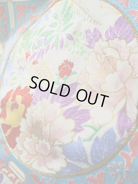 画像14: J1225D  振袖 女性用着物  化繊 深い  青, ぼたん 【中古】 【USED】 【リサイクル】 ★★★★☆ (14)