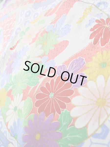 画像15: J1225D  振袖 女性用着物  化繊 深い  青, ぼたん 【中古】 【USED】 【リサイクル】 ★★★★☆ (15)