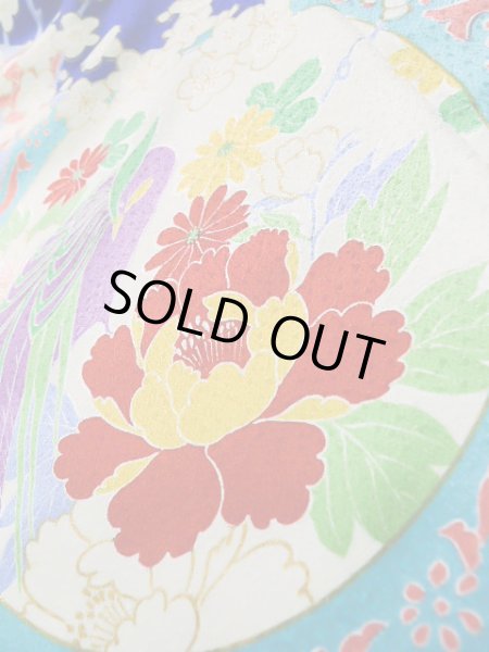 画像16: J1225D  振袖 女性用着物  化繊 深い  青, ぼたん 【中古】 【USED】 【リサイクル】 ★★★★☆ (16)