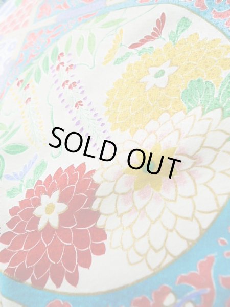 画像17: J1225D  振袖 女性用着物  化繊 深い  青, ぼたん 【中古】 【USED】 【リサイクル】 ★★★★☆ (17)