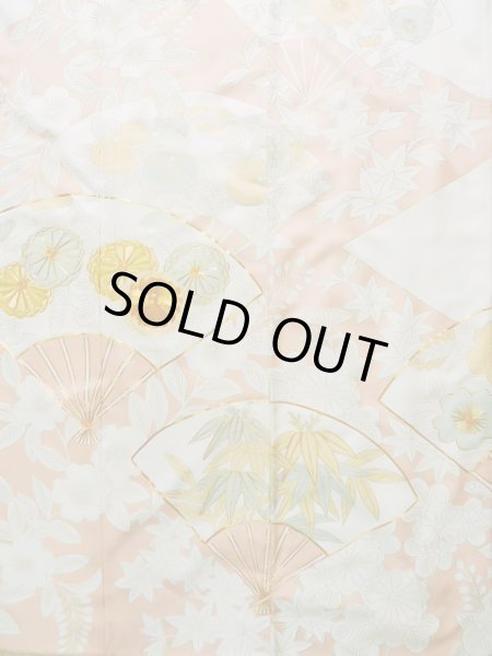 画像5: J1225G  振袖 女性用着物  シルク(正絹) 淡い 薄い ピンク, 菊 【中古】 【USED】 【リサイクル】 ★★★★☆ (5)