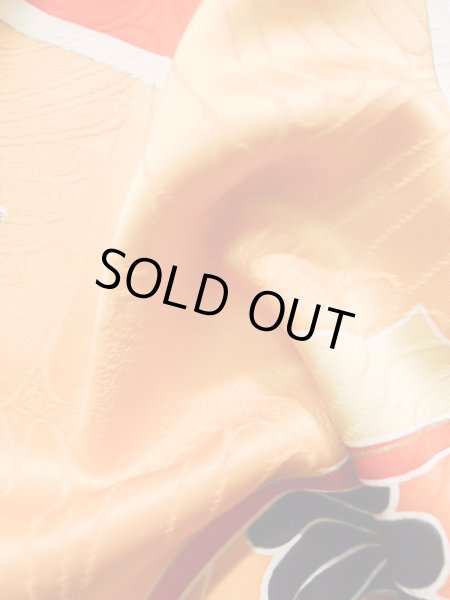 画像15: J1225H  振袖 女性用着物  シルク（正絹） 淡い  イエロー（黄色）, 菊 【中古】 【USED】 【リサイクル】 ★★★☆☆ (15)