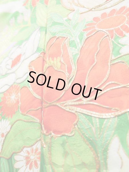 画像11: J1225I  振袖 女性用着物  シルク(正絹)   白, 花 【中古】 【USED】 【リサイクル】 ★★★☆☆ (11)