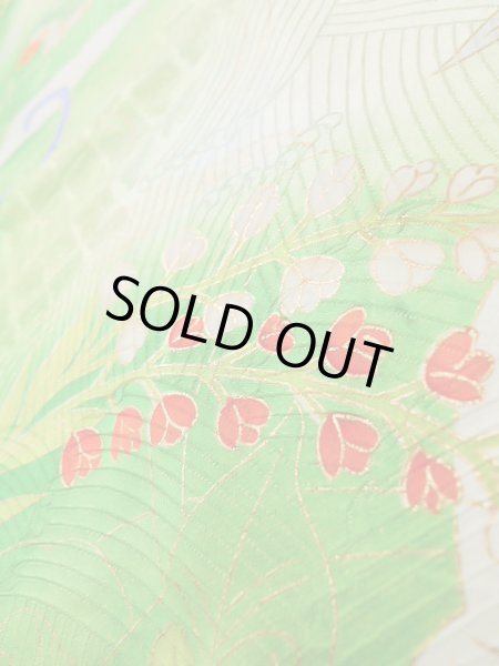 画像13: J1225I  振袖 女性用着物  シルク(正絹)   白, 花 【中古】 【USED】 【リサイクル】 ★★★☆☆ (13)