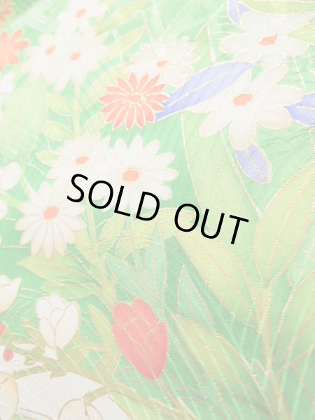 画像14: J1225I  振袖 女性用着物  シルク(正絹)   白, 花 【中古】 【USED】 【リサイクル】 ★★★☆☆ (14)