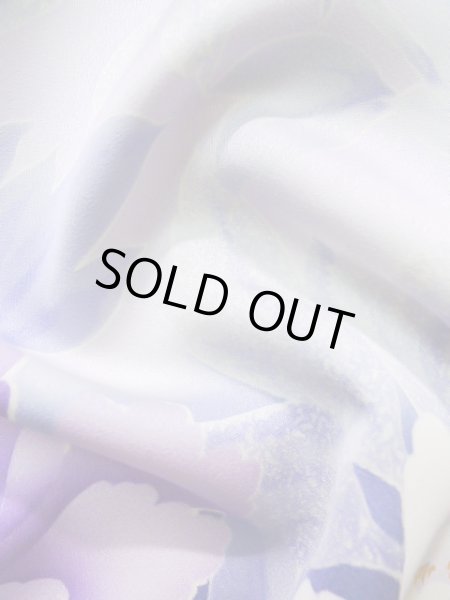 画像13: J1225J  振袖 女性用着物  シルク(正絹) 淡い 薄い 水色, ぼたん 【中古】 【USED】 【リサイクル】 ★★★☆☆ (13)