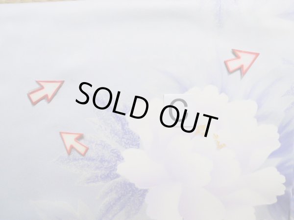 画像18: J1225J  振袖 女性用着物  シルク(正絹) 淡い 薄い 水色, ぼたん 【中古】 【USED】 【リサイクル】 ★★★☆☆ (18)