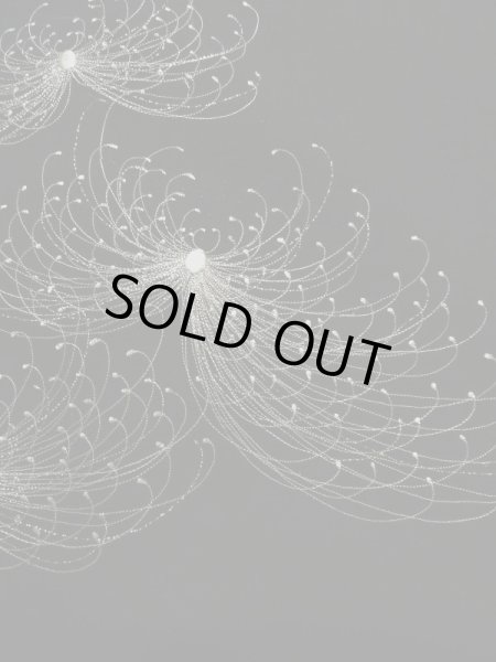 画像5: K0203N  羽織 女性用着物  化繊   黒, 菊 【中古】 【USED】 【リサイクル】 ★★★☆☆ (5)