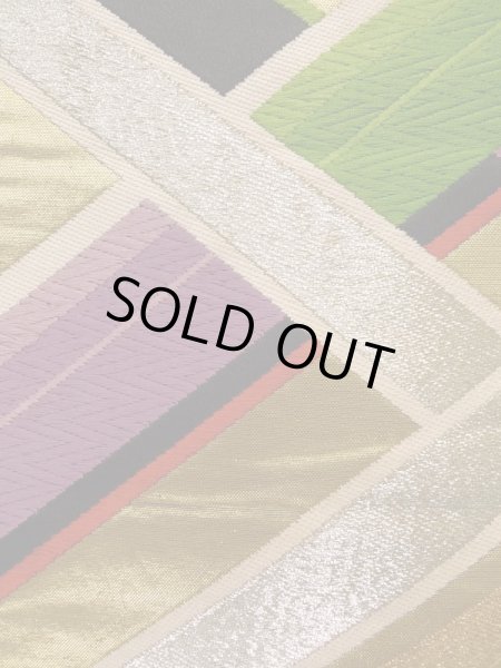 画像6: K0224A 袋帯  女性用着物 シルク(正絹)   黒 菱   【中古】 【USED】 【リサイクル】 ★★★☆☆ (6)