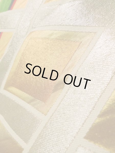 画像7: K0224A 袋帯  女性用着物 シルク(正絹)   黒 菱   【中古】 【USED】 【リサイクル】 ★★★☆☆ (7)