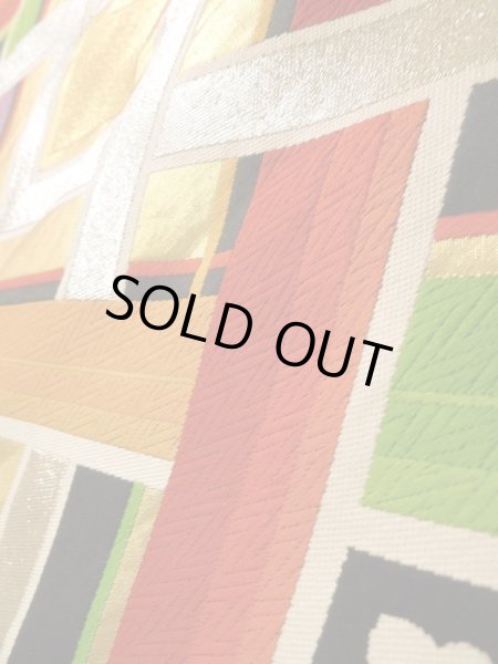 画像8: K0224A 袋帯  女性用着物 シルク(正絹)   黒 菱   【中古】 【USED】 【リサイクル】 ★★★☆☆ (8)