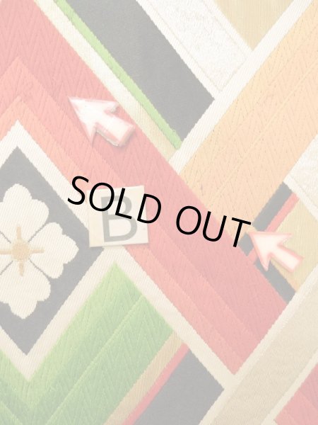 画像12: K0224A 袋帯  女性用着物 シルク(正絹)   黒 菱   【中古】 【USED】 【リサイクル】 ★★★☆☆ (12)