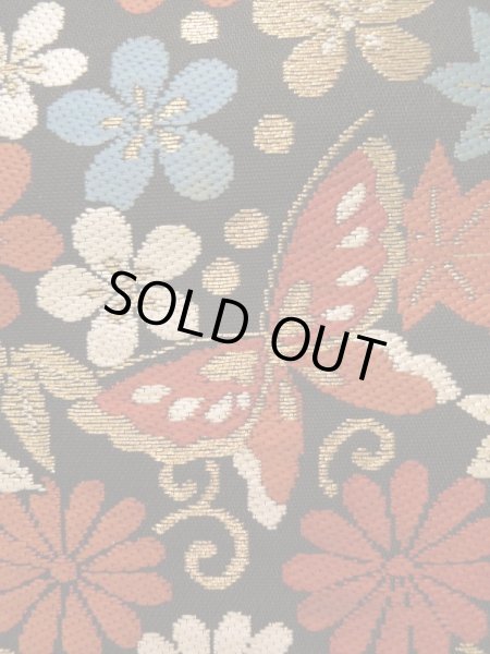 画像5: K0224L 袋帯  女性用着物 シルク(正絹)   黒 花   【中古】 【USED】 【リサイクル】 ★★★☆☆ (5)