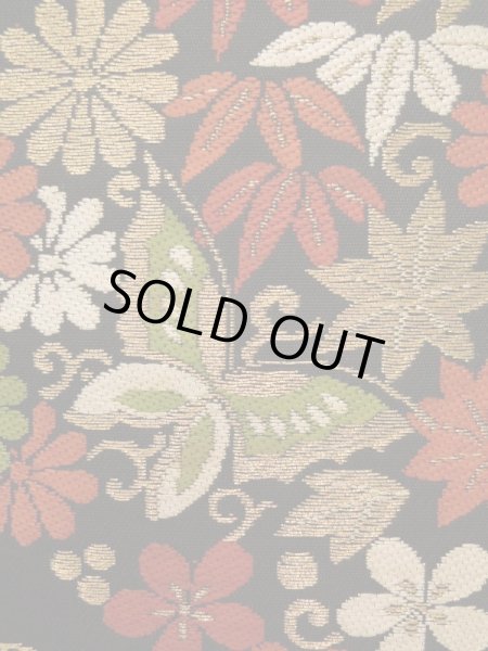 画像6: K0224L 袋帯  女性用着物 シルク(正絹)   黒 花   【中古】 【USED】 【リサイクル】 ★★★☆☆ (6)