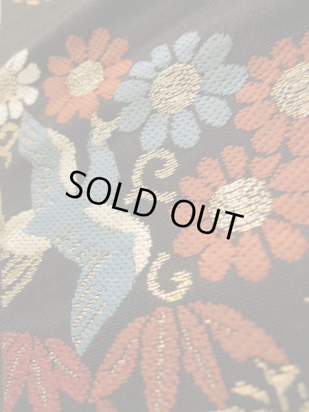 画像9: K0224L 袋帯  女性用着物 シルク(正絹)   黒 花   【中古】 【USED】 【リサイクル】 ★★★☆☆ (9)