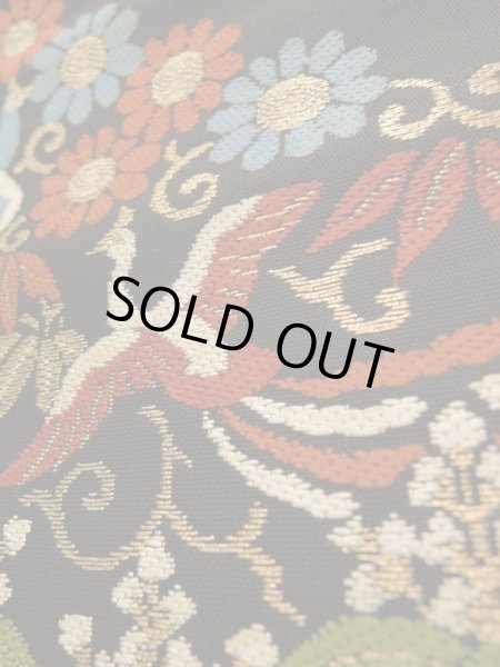 画像10: K0224L 袋帯  女性用着物 シルク(正絹)   黒 花   【中古】 【USED】 【リサイクル】 ★★★☆☆ (10)