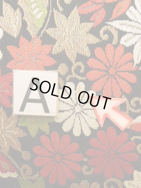 画像13: K0224L 袋帯  女性用着物 シルク(正絹)   黒 花   【中古】 【USED】 【リサイクル】 ★★★☆☆ (13)