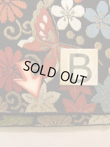 画像14: K0224L 袋帯  女性用着物 シルク(正絹)   黒 花   【中古】 【USED】 【リサイクル】 ★★★☆☆ (14)