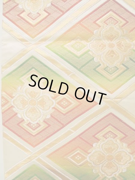 画像3: K0224O 袋帯  女性用着物 シルク(正絹)   白 花   【中古】 【USED】 【リサイクル】 ★★★☆☆ (3)