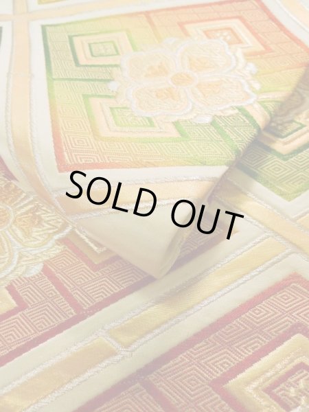 画像10: K0224O 袋帯  女性用着物 シルク(正絹)   白 花   【中古】 【USED】 【リサイクル】 ★★★☆☆ (10)