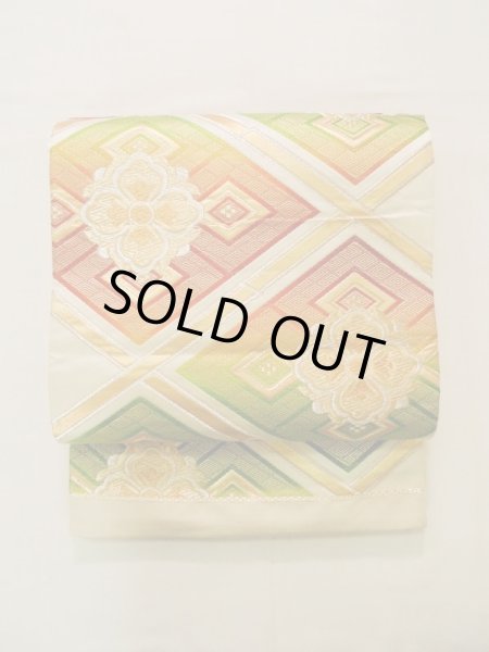 画像11: K0224O 袋帯  女性用着物 シルク(正絹)   白 花   【中古】 【USED】 【リサイクル】 ★★★☆☆ (11)