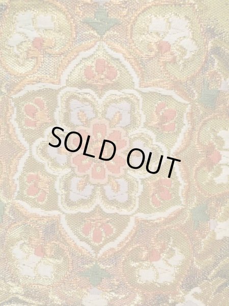 画像4: K0224Q 袋帯  女性用着物 シルク(正絹)   ゴールド(金) 花  , 花丸【中古】 【USED】 【リサイクル】 ★★★★☆ (4)