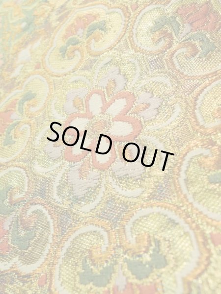 画像7: K0224Q 袋帯  女性用着物 シルク(正絹)   ゴールド(金) 花  , 花丸【中古】 【USED】 【リサイクル】 ★★★★☆ (7)