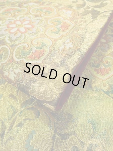 画像10: K0224Q 袋帯  女性用着物 シルク(正絹)   ゴールド(金) 花  , 花丸【中古】 【USED】 【リサイクル】 ★★★★☆ (10)