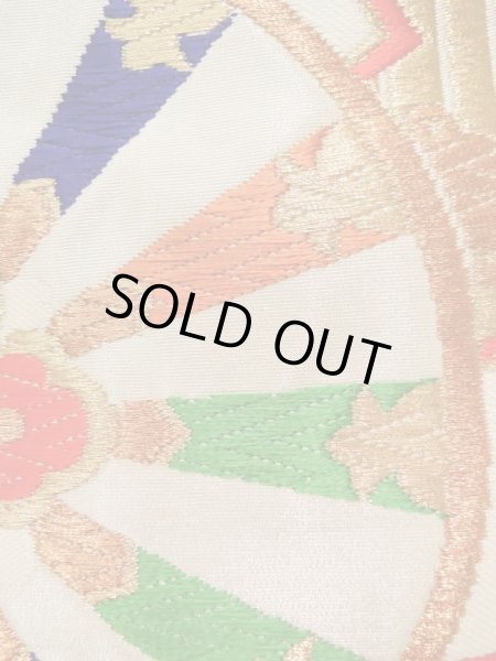 画像6: K0303G 袋帯  女性用着物 シルク(正絹)   白 花   【中古】 【USED】 【リサイクル】 ★★★☆☆ (6)