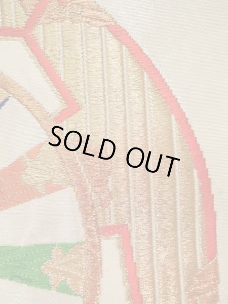 画像7: K0303G 袋帯  女性用着物 シルク(正絹)   白 花   【中古】 【USED】 【リサイクル】 ★★★☆☆ (7)