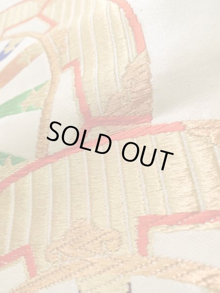 画像10: K0303G 袋帯  女性用着物 シルク(正絹)   白 花   【中古】 【USED】 【リサイクル】 ★★★☆☆ (10)