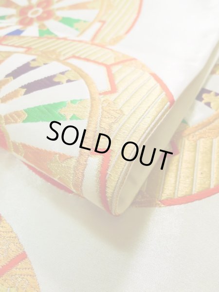 画像11: K0303G 袋帯  女性用着物 シルク(正絹)   白 花   【中古】 【USED】 【リサイクル】 ★★★☆☆ (11)