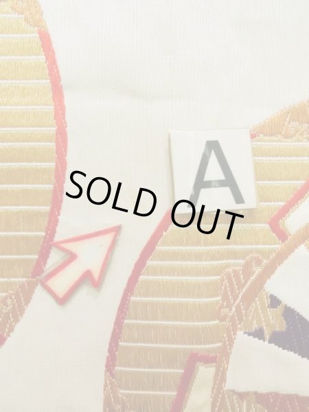 画像12: K0303G 袋帯  女性用着物 シルク(正絹)   白 花   【中古】 【USED】 【リサイクル】 ★★★☆☆ (12)