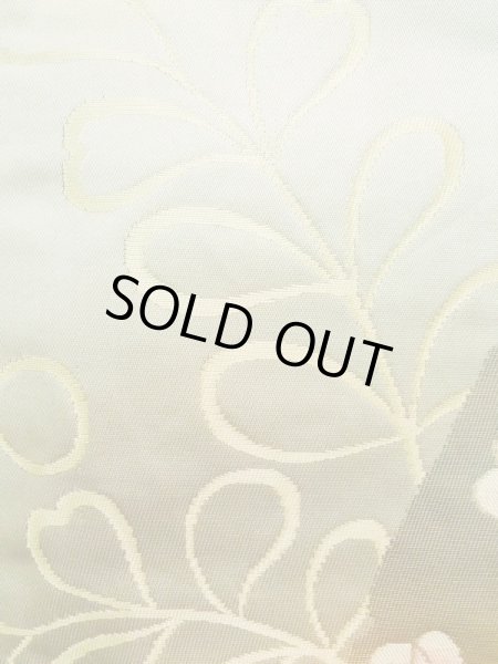 画像6: K0310J 名古屋帯 女性用着物 シルク(正絹) 薄い  グレー(灰色) 梅 【中古】 【USED】 【リサイクル】 ★★★★☆ (6)